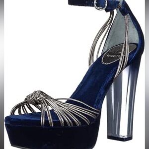 Guess Women's Metallic Silver and Navy Heels